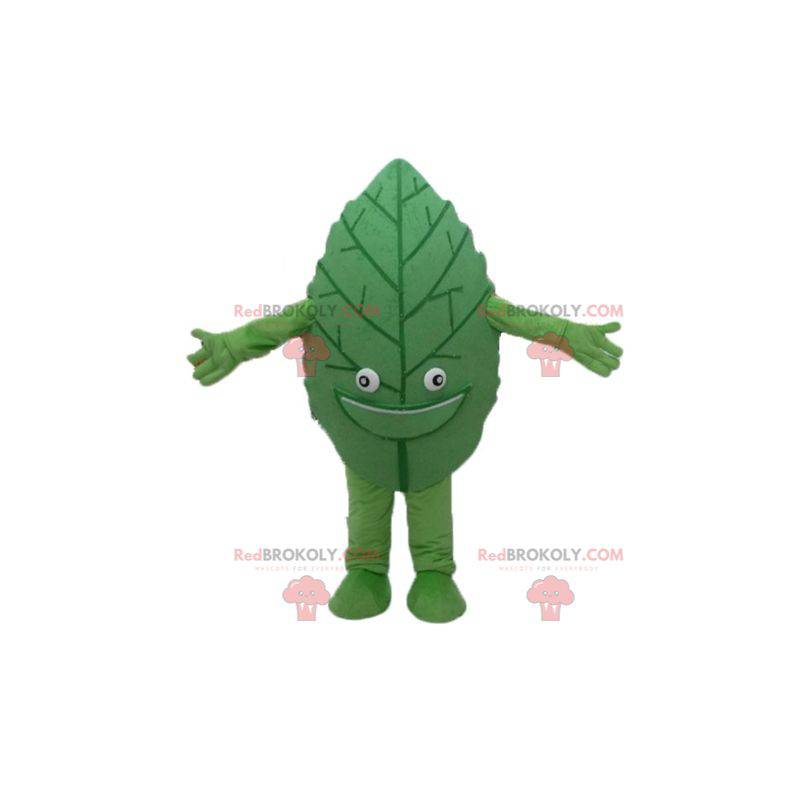 Mascotte de feuille verte géante et souriante - Redbrokoly.com