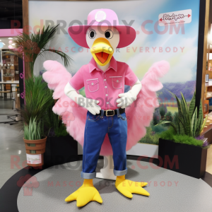 Pink Goose maskot kostume...