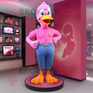 Pink Goose maskot kostume...