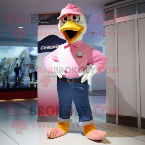 Pink Goose maskot kostume...