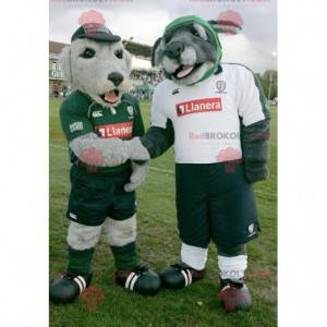 2 mascots of gray dogs in sportswear - Redbrokoly.com