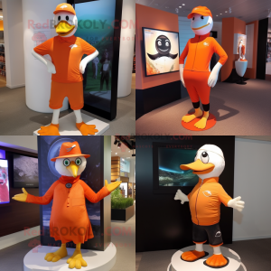 Orange Gull maskot kostym...