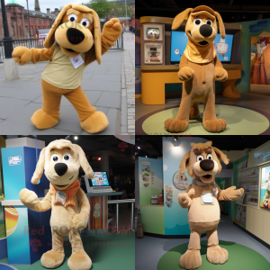 Tan Dog maskot kostume...