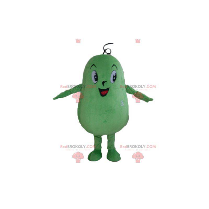 Grote man mascotte van gigantische groene bonen aardappel -