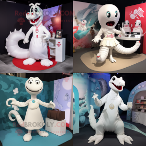 Hvid Hydra maskot kostume...