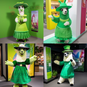 Grøn Lama maskot kostume...