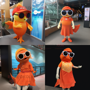 Orange laks maskot kostume...