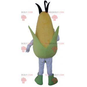 Giant and smiling yellow and green corn ear mascot -