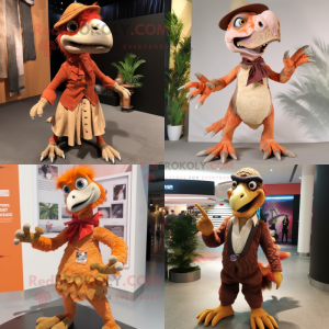 nan Utahraptor mascot costume character dressed with a Culottes and Hairpins