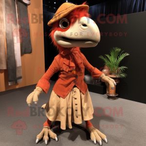 nan Utahraptor mascot costume character dressed with a Culottes and Hairpins