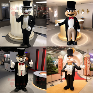 Tan Ring Master mascot costume character dressed with a Tuxedo and Cufflinks