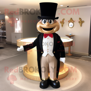 Tan Ring Master mascot costume character dressed with a Tuxedo and Cufflinks