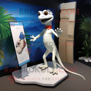 White Lizard mascot costume character dressed with a Board Shorts and Cufflinks