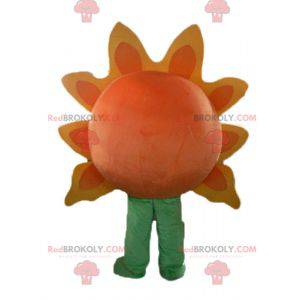 Giant orange and yellow sun mascot very smiling - Redbrokoly.com