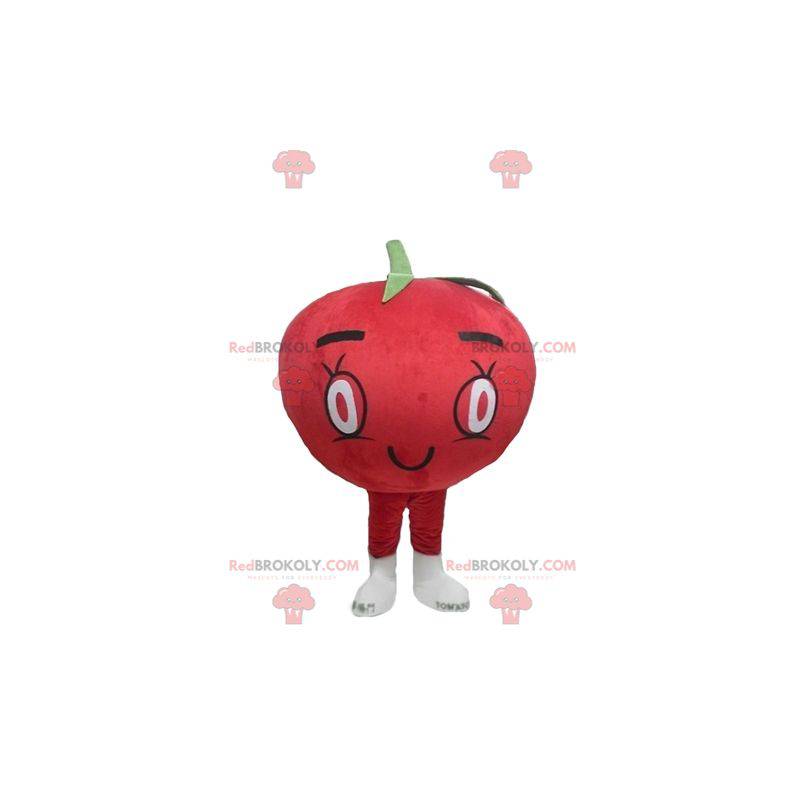 Gigantyczna czerwona pomidorowa maskotka dookoła i urocza -