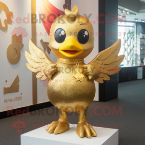 Gold Dove maskot kostume...