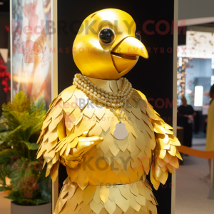 Gold Dove maskot kostym...