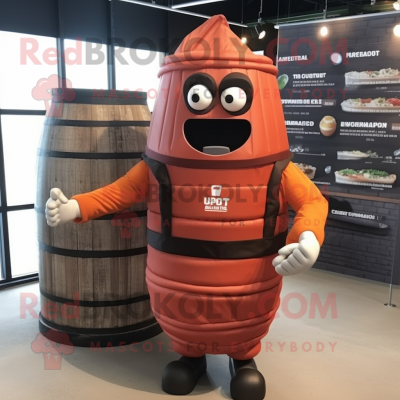 Rust Grenade mascot costume character dressed with a Cocktail Dress and Headbands Rust Grenade mascot costume character dressed with a Cocktail Dress and Headbands