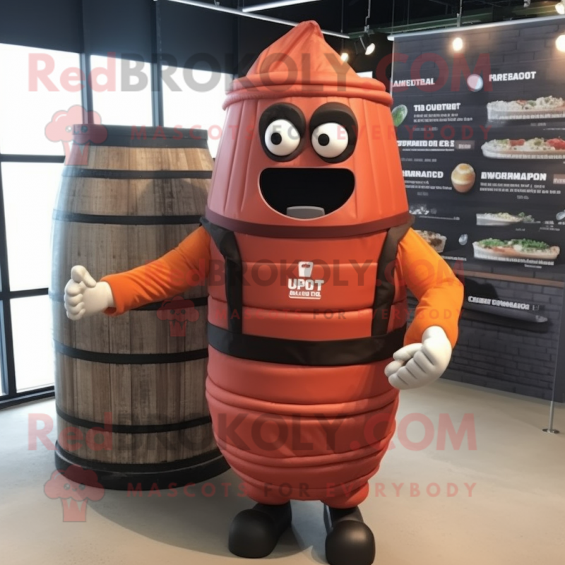 Rust Grenade mascot costume character dressed with a Cocktail Dress and Headbands