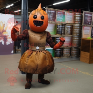 Rust Grenade mascot costume character dressed with a Cocktail Dress and Headbands