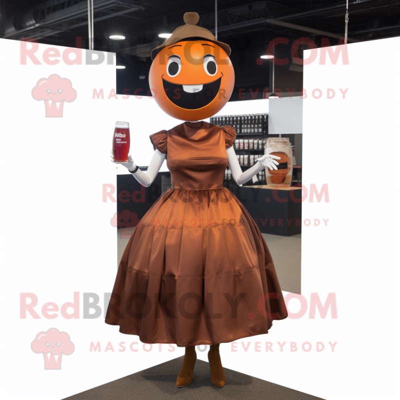 Rust Grenade mascot costume character dressed with a Cocktail Dress and Headbands