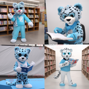 Sky Blue Leopard mascotte...