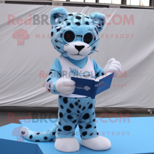 Sky Blue Leopard mascotte...