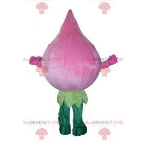 Jätte rosa och grön blommamaskot av kronärtskockablomma -