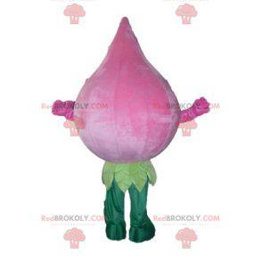 Riesiges rosa und grünes Blumenmaskottchen der