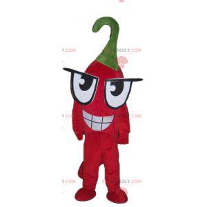 Kæmpe og sjov rød peber maskot med store øjne - Redbrokoly.com