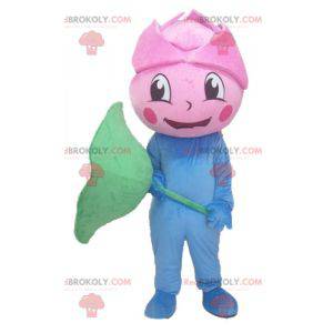 Mascota rosa gigante flor rosa azul y verde - Redbrokoly.com