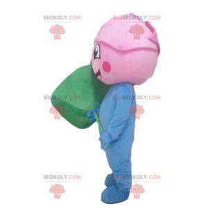 Giant rosa mascotte blu e rosa verde fiore - Redbrokoly.com