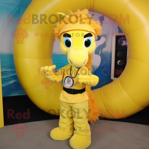 Geel Seahorse mascotte...