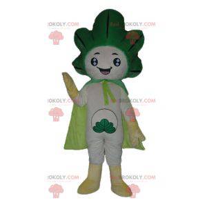 Mascote gigante do alho-poró com repolho verde e branco -