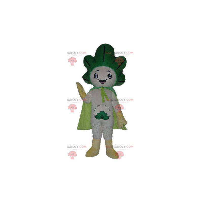 Mascote gigante do alho-poró com repolho verde e branco -
