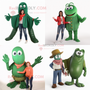 Forest Green Lobster Bisque mascot costume character dressed with a Mom Jeans and Shawls