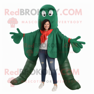 Forest Green Lobster Bisque mascot costume character dressed with a Mom Jeans and Shawls