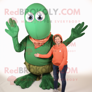 Forest Green Lobster Bisque mascot costume character dressed with a Mom Jeans and Shawls