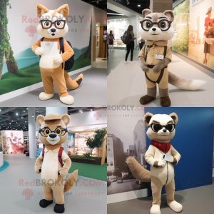 Beige Marten maskot kostume...