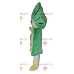 Mascote gigante do alho-poró com repolho verde e branco -