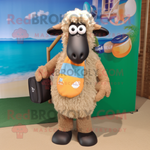 Tan Suffolk Sheep mascotte...