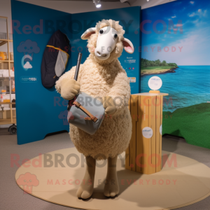 Tan Suffolk Sheep mascotte...