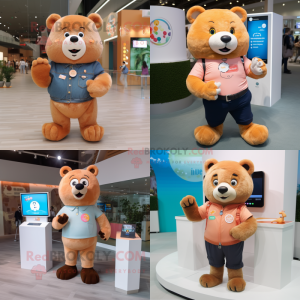 Peach Bear maskot kostym...