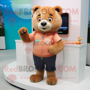 Peach Bear maskot drakt...