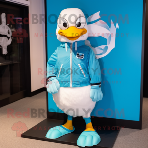 Cyan Gull maskot drakt...