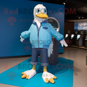 Cyan Gull maskot drakt...