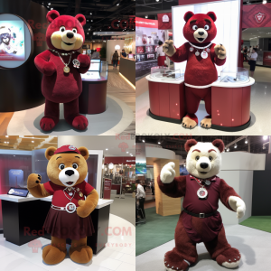 Maroon Bear maskot drakt...