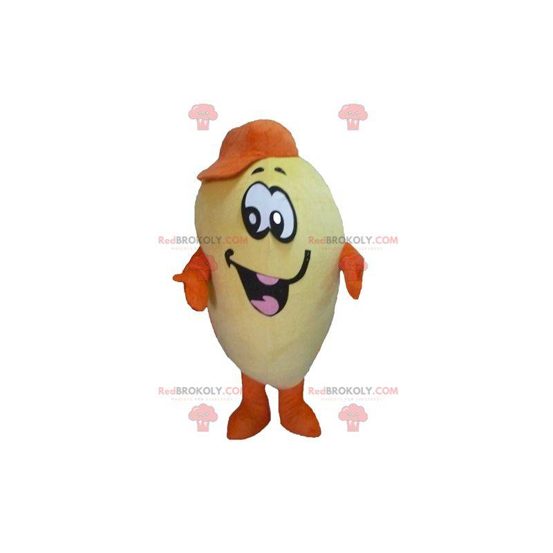 Giant and smiling yellow and orange potato mascot - Giant and smiling yellow and orange potato mascot -