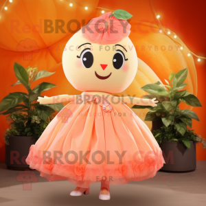 Cream Grapefruit mascot costume character dressed with a Dress and Hairpins