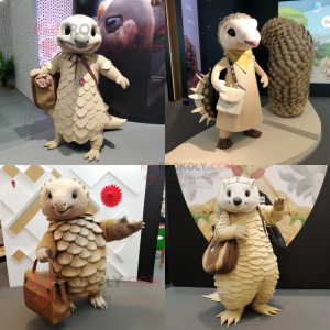 Beige Pangolin maskot...